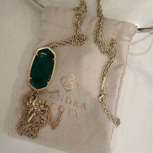 Kendra Scott Teal Green Rayne Pendant Necklace with Gold Chain